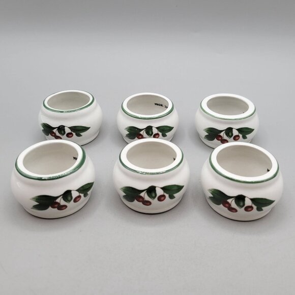 Citation Cades Cove Pattern Napkin Rings Apple Cherry Discontinued Set of 6 - Picture 4 of 8